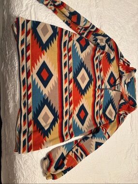 Aztec Pattern V-Neck Sweater - Multicolor